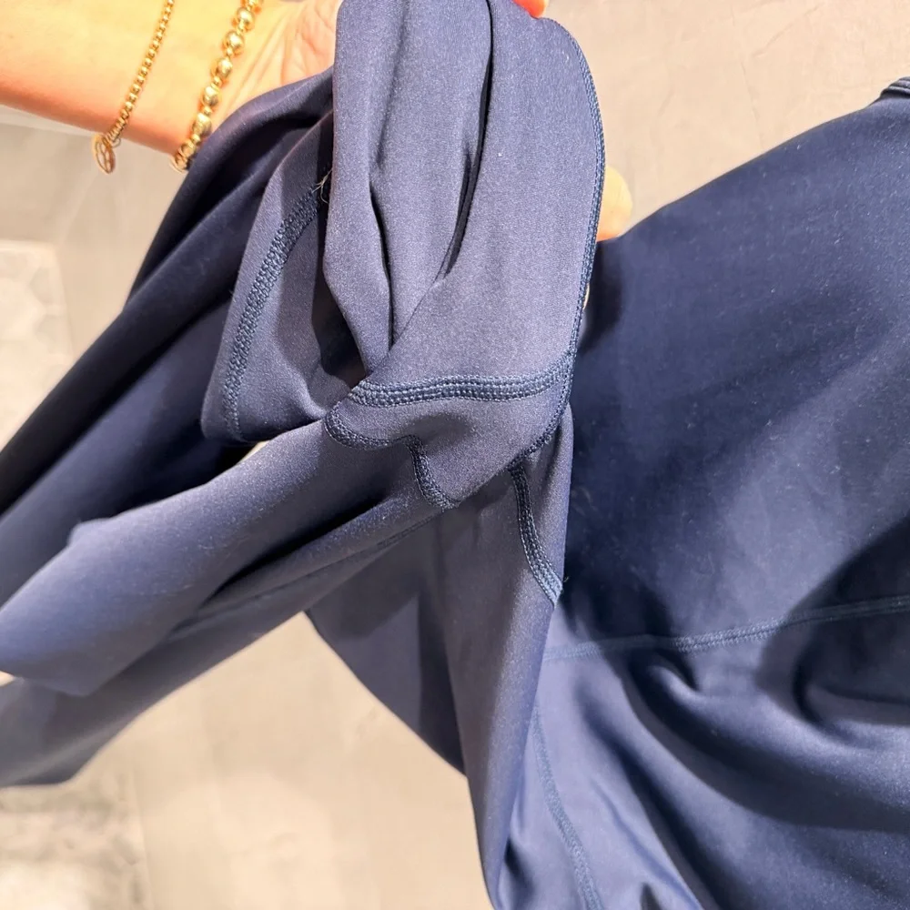 Quince Ultra-Form Kick Flare Jumpsuit Navy Blue - Picture 9 of 10